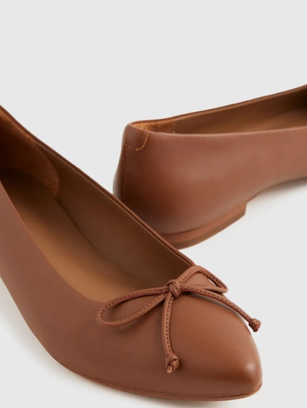 Quince Brown Bow Pointed Ballet Flats